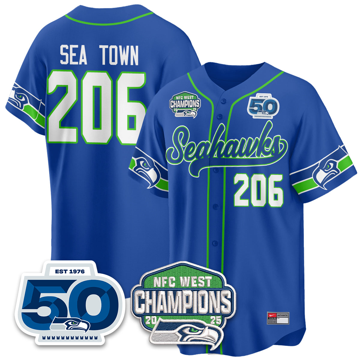 Seattle Seahawks NFC West Division Champions Vapor Limited Baseball Jersey - All Stitched