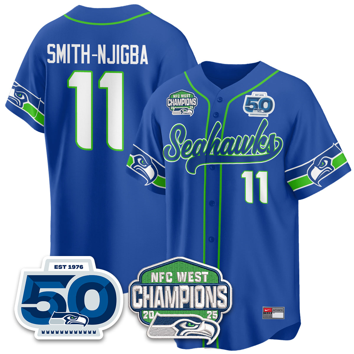 Seattle Seahawks NFC West Division Champions Vapor Limited Baseball Jersey - All Stitched