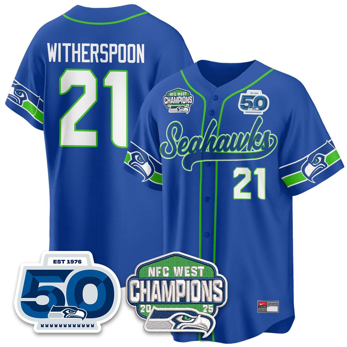 Seattle Seahawks NFC West Division Champions Vapor Limited Baseball Jersey - All Stitched