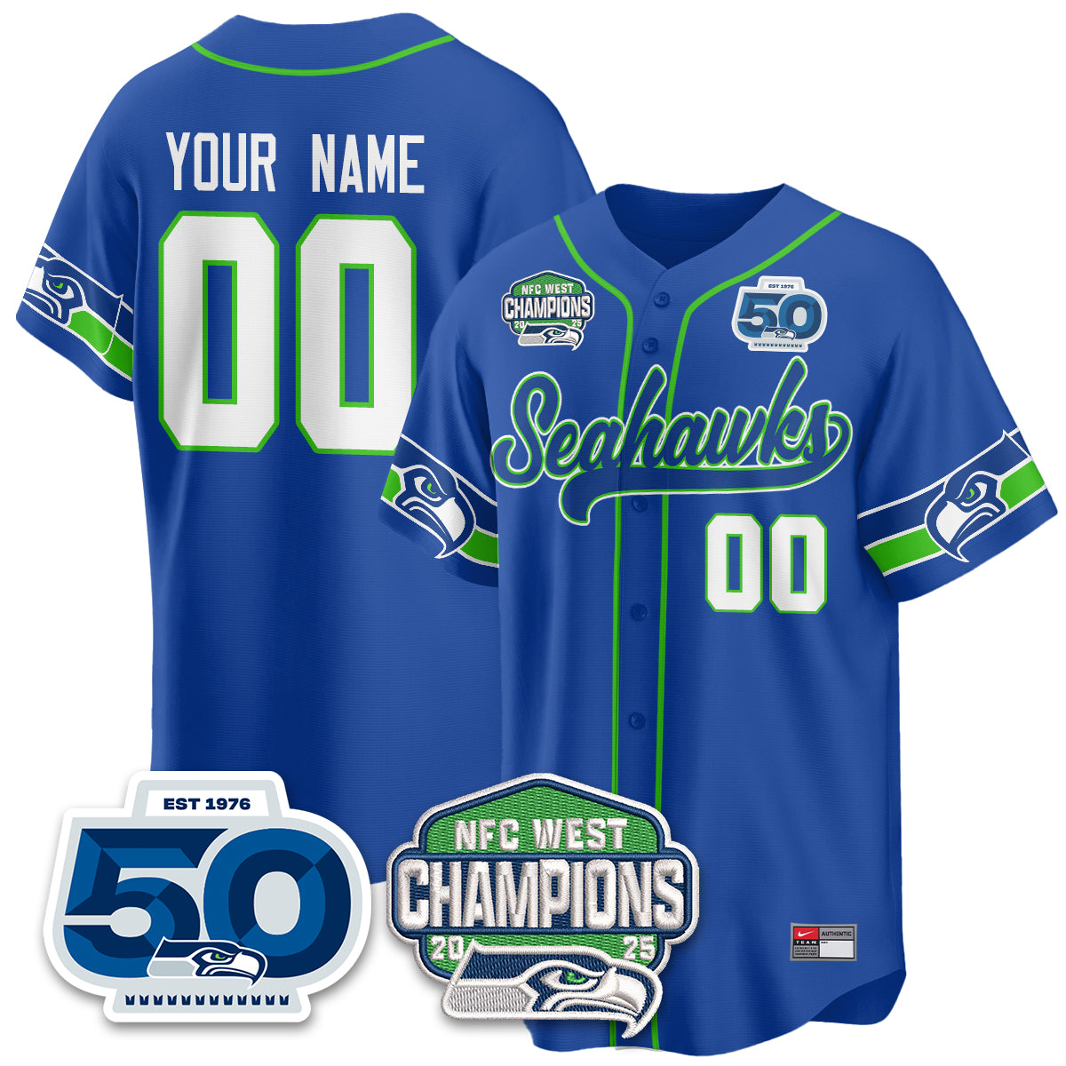 Seattle Seahawks NFC West Division Champions Vapor Limited Baseball Jersey - All Stitched