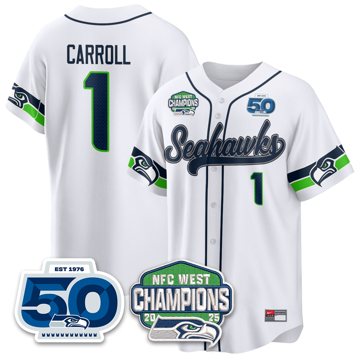 Seattle Seahawks NFC West Division Champions Vapor Limited Baseball Jersey - All Stitched
