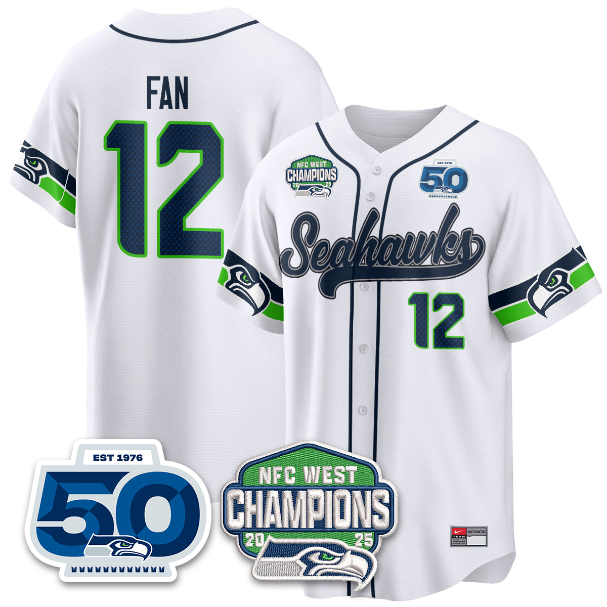 Seattle Seahawks NFC West Division Champions Vapor Limited Baseball Jersey - All Stitched