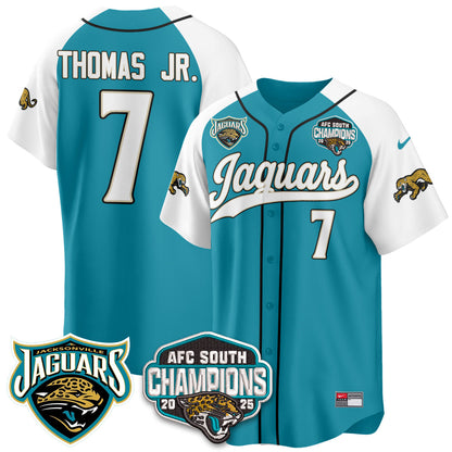 JAX AFC South Division Champions Vapor Limited Throwback Baseball Jersey - All Stitched