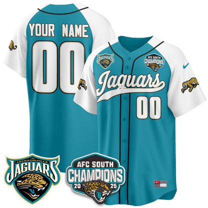 Custom JAX AFC South Division Champions Vapor Limited Throwback Baseball Jersey - All Stitched