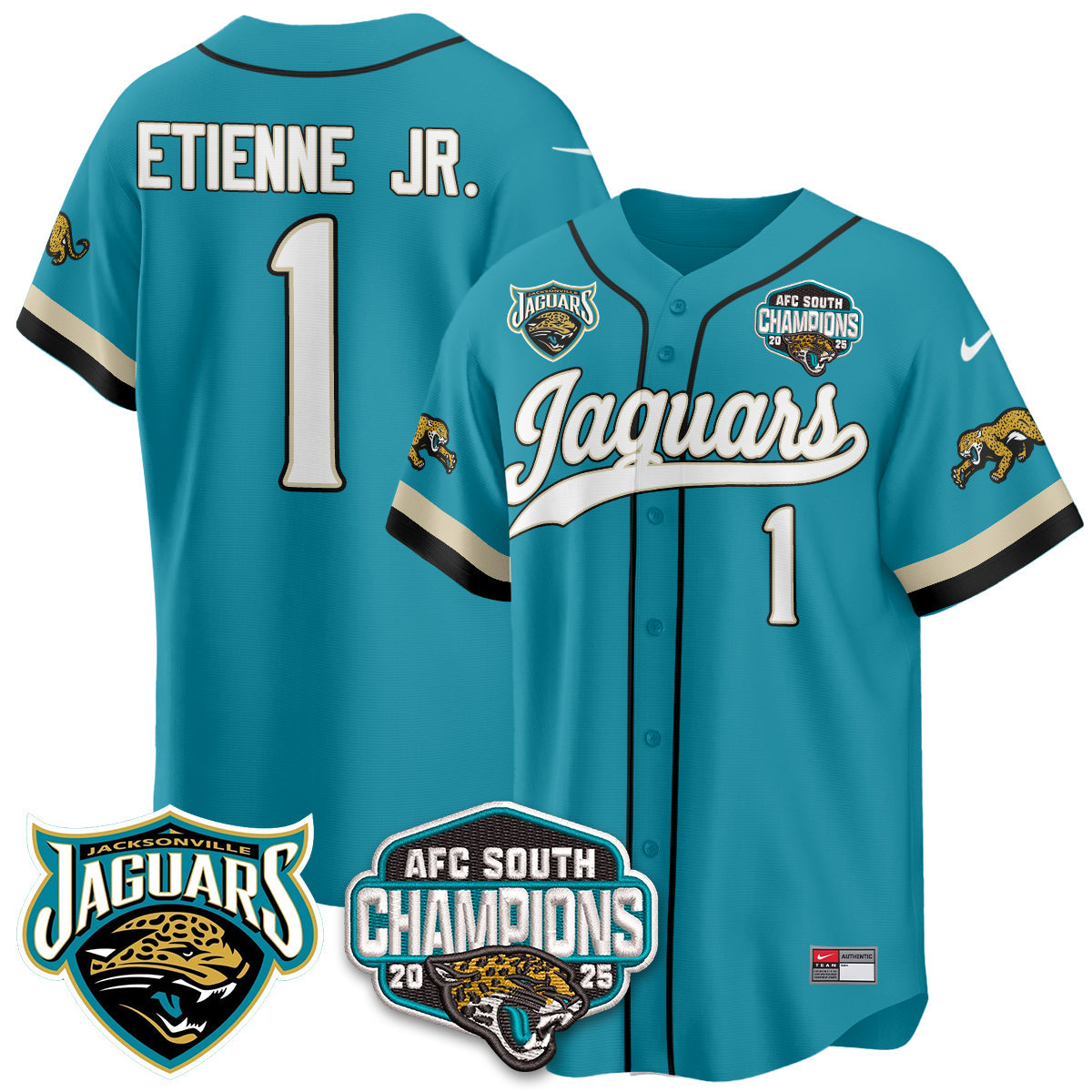 JAX AFC South Division Champions Vapor Limited Throwback Baseball Jersey - All Stitched