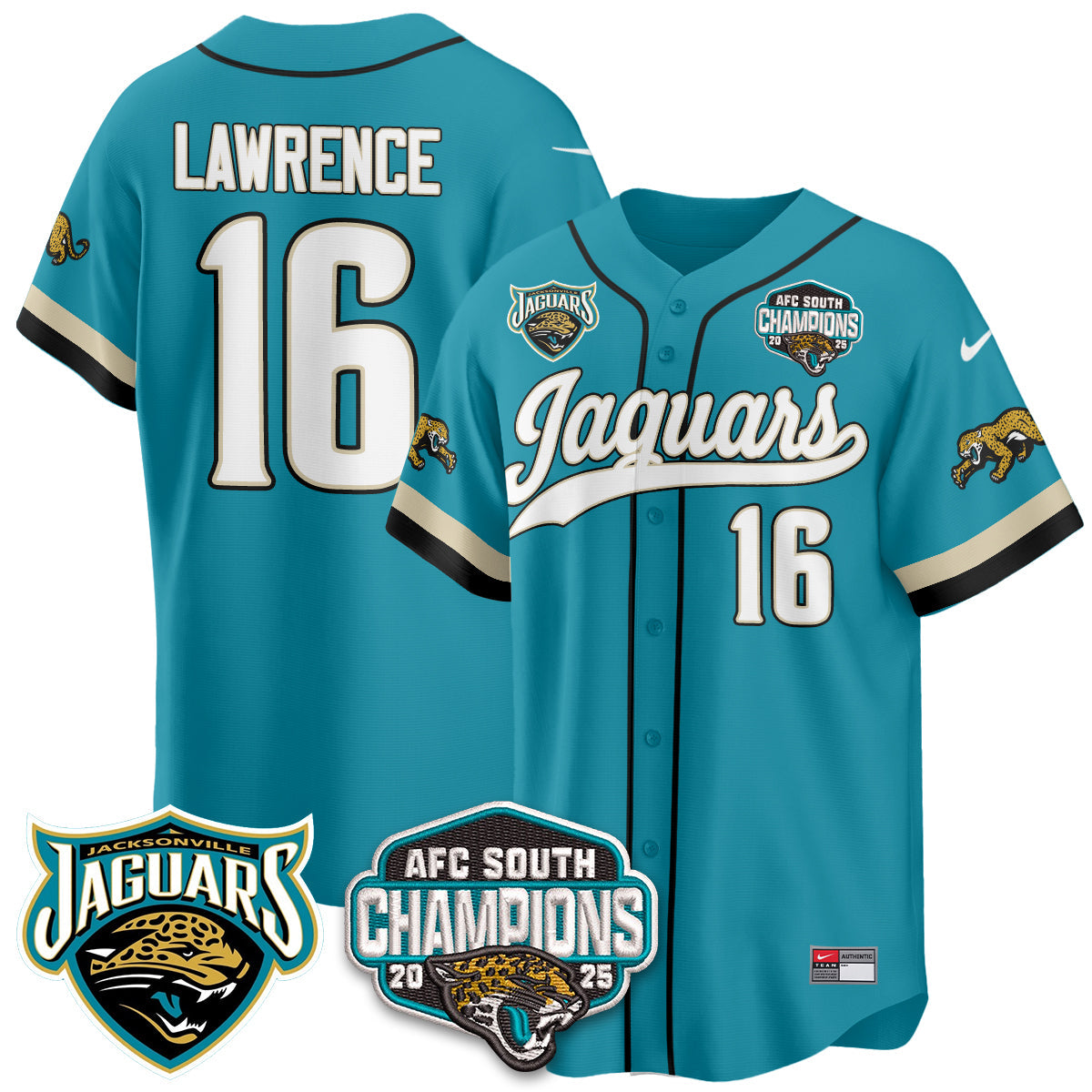 JAX AFC South Division Champions Vapor Limited Throwback Baseball Jersey - All Stitched