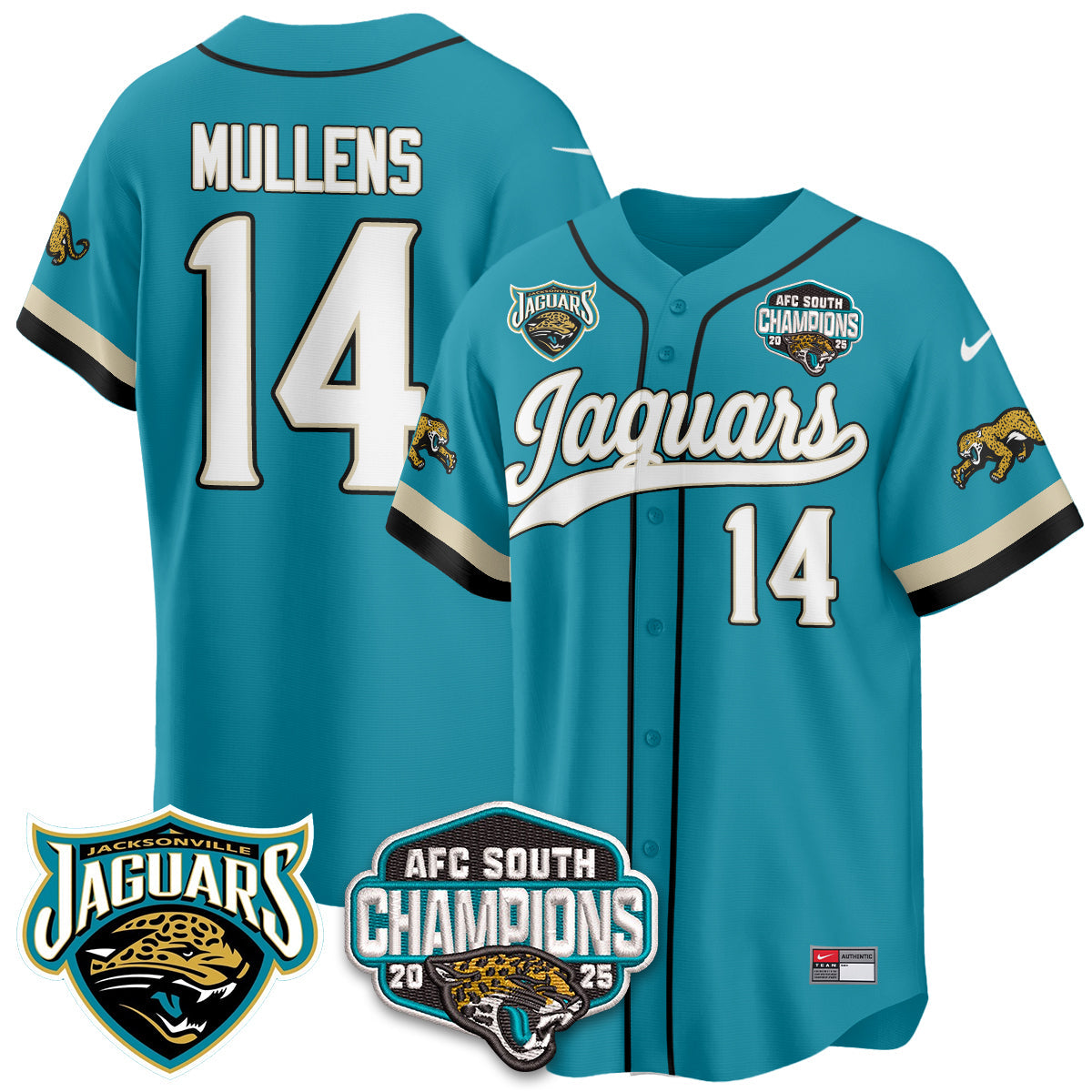 JAX AFC South Division Champions Vapor Limited Throwback Baseball Jersey - All Stitched