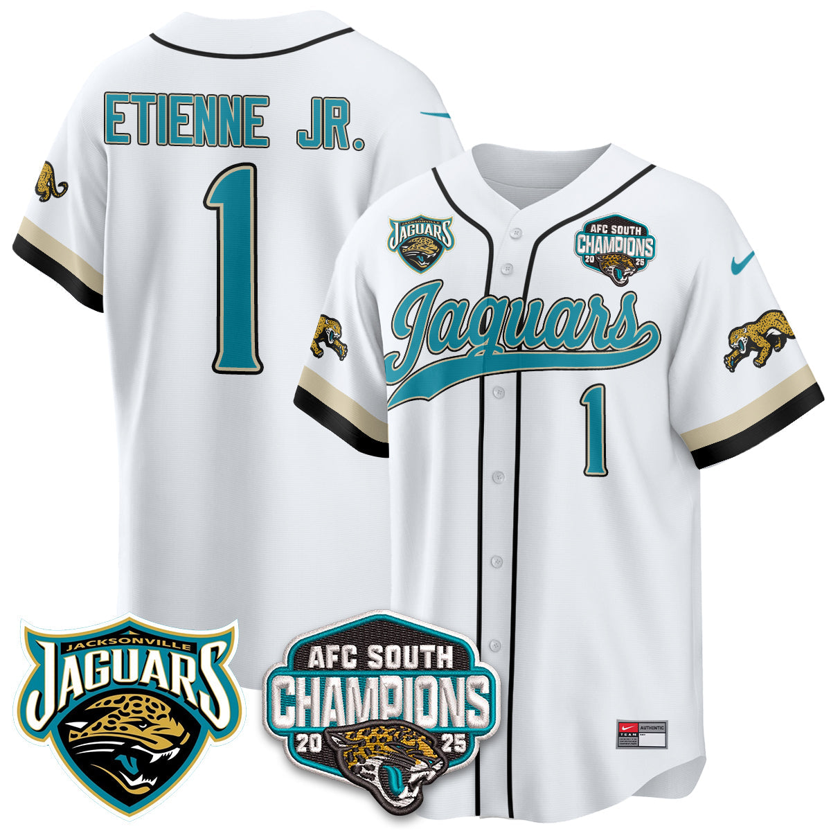 JAX AFC South Division Champions Vapor Limited Throwback Baseball Jersey - All Stitched