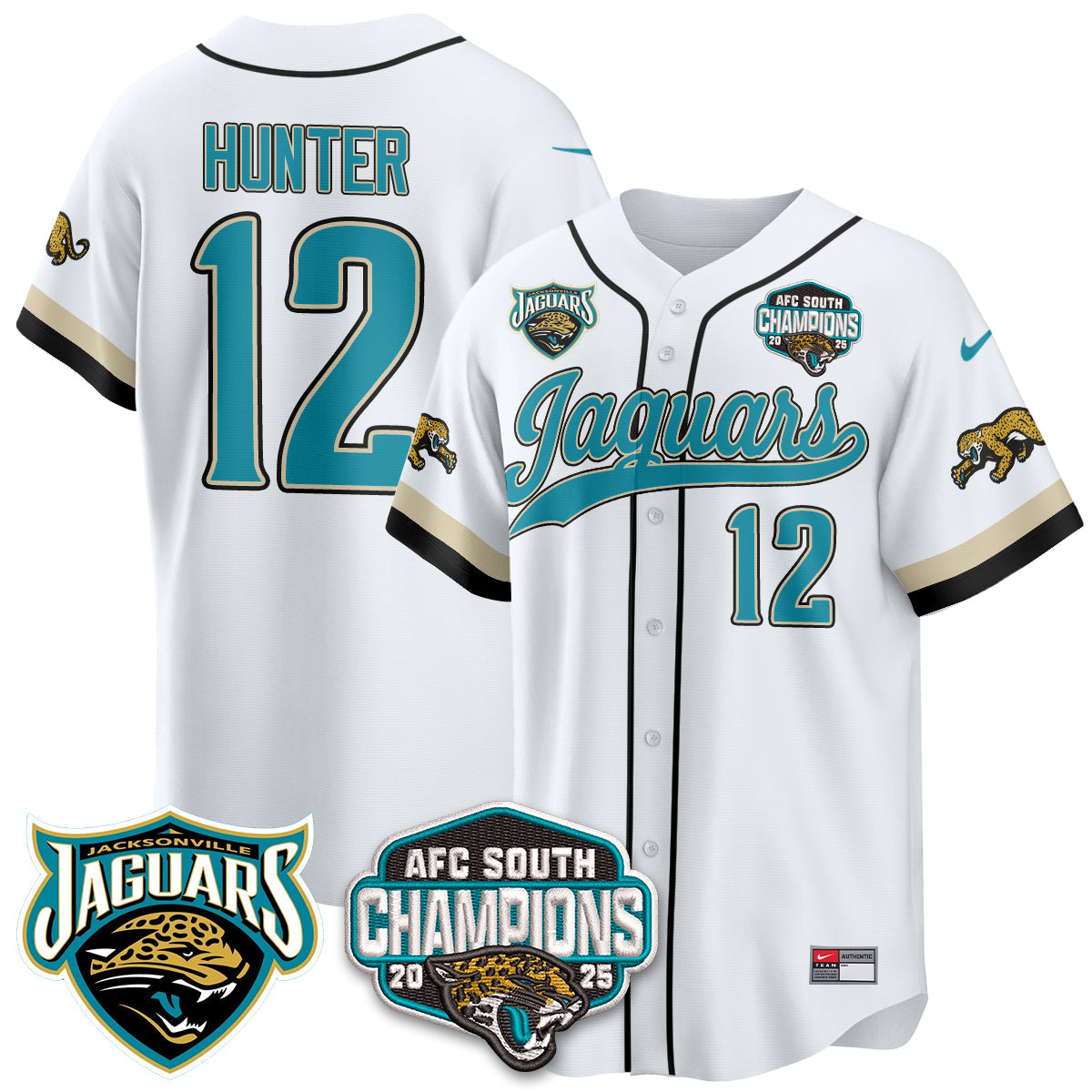 JAX AFC South Division Champions Vapor Limited Throwback Baseball Jersey - All Stitched