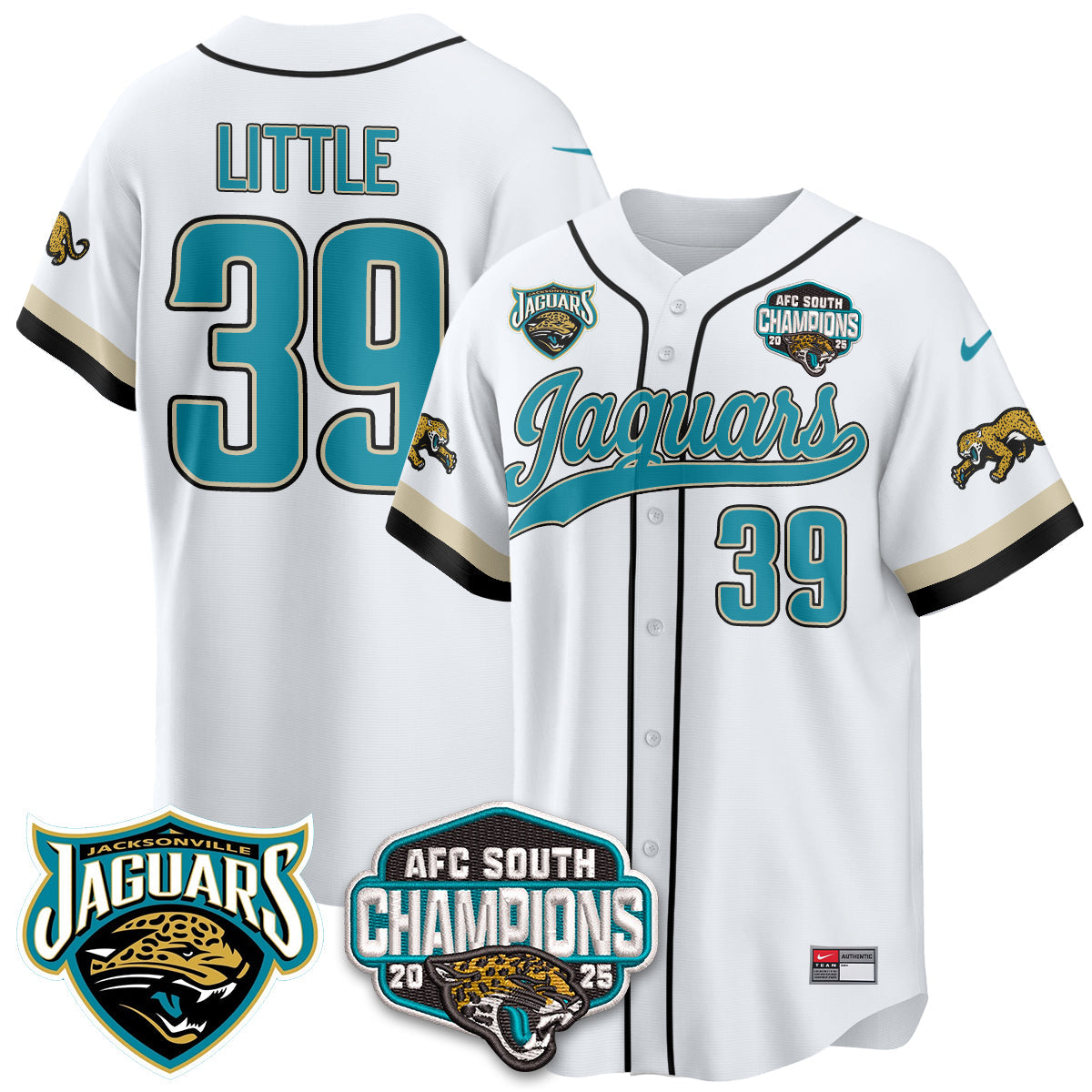 JAX AFC South Division Champions Vapor Limited Throwback Baseball Jersey - All Stitched