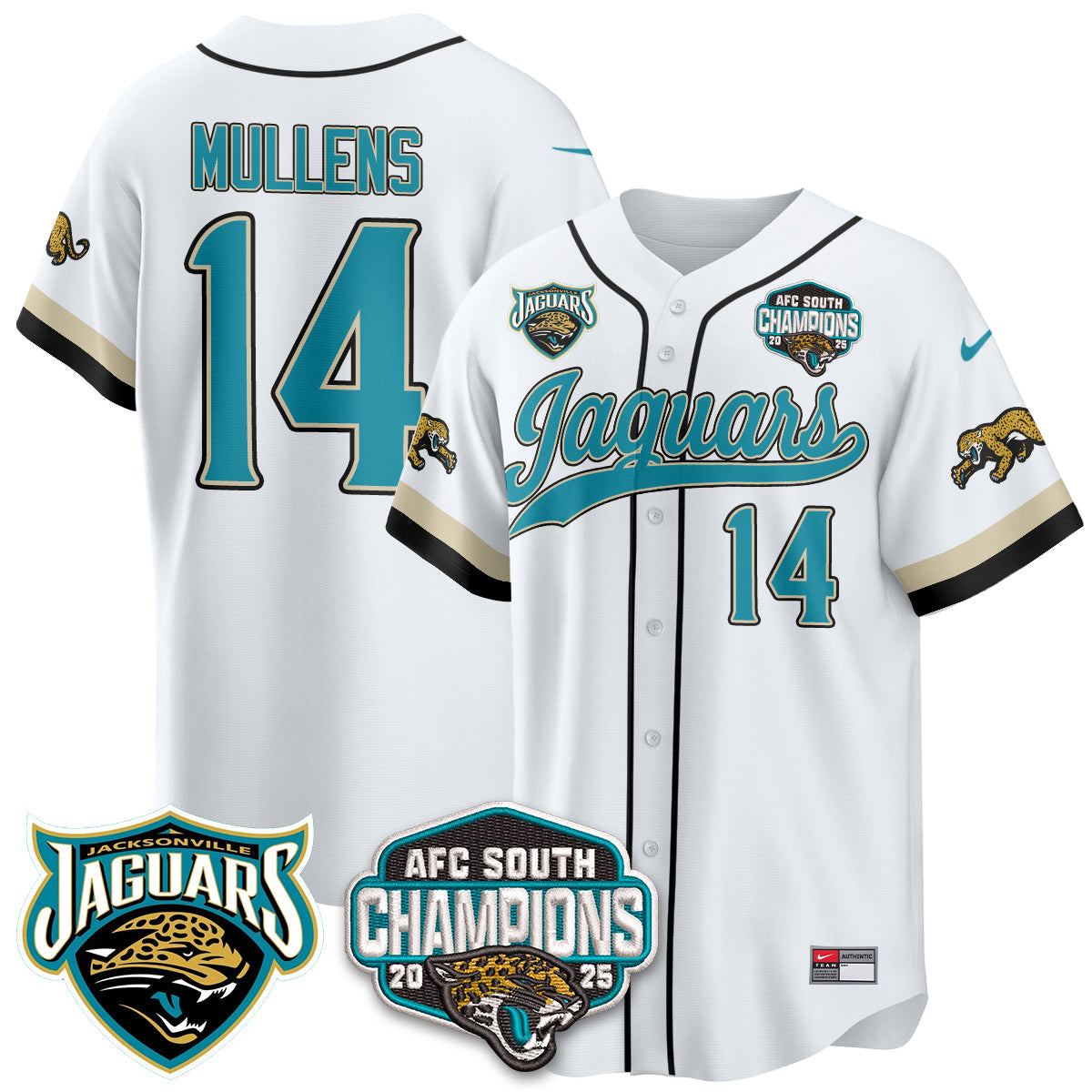 JAX AFC South Division Champions Vapor Limited Throwback Baseball Jersey - All Stitched