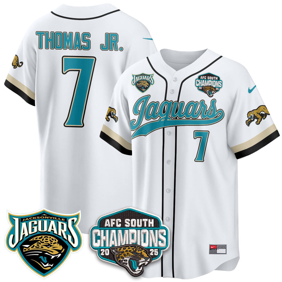 JAX AFC South Division Champions Vapor Limited Throwback Baseball Jersey - All Stitched