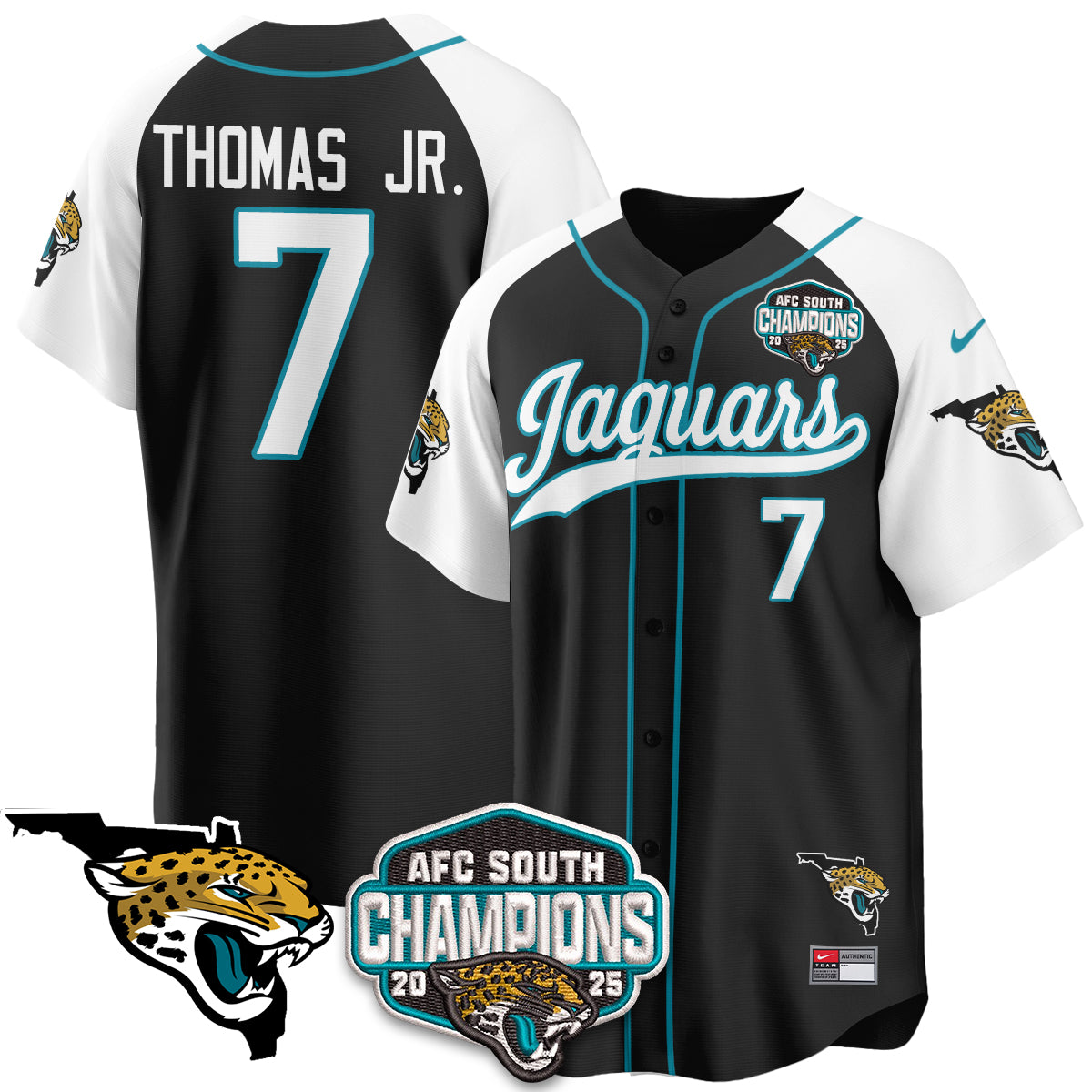 JAX AFC South Division Champions Vapor Limited Baseball Jersey - All Stitched
