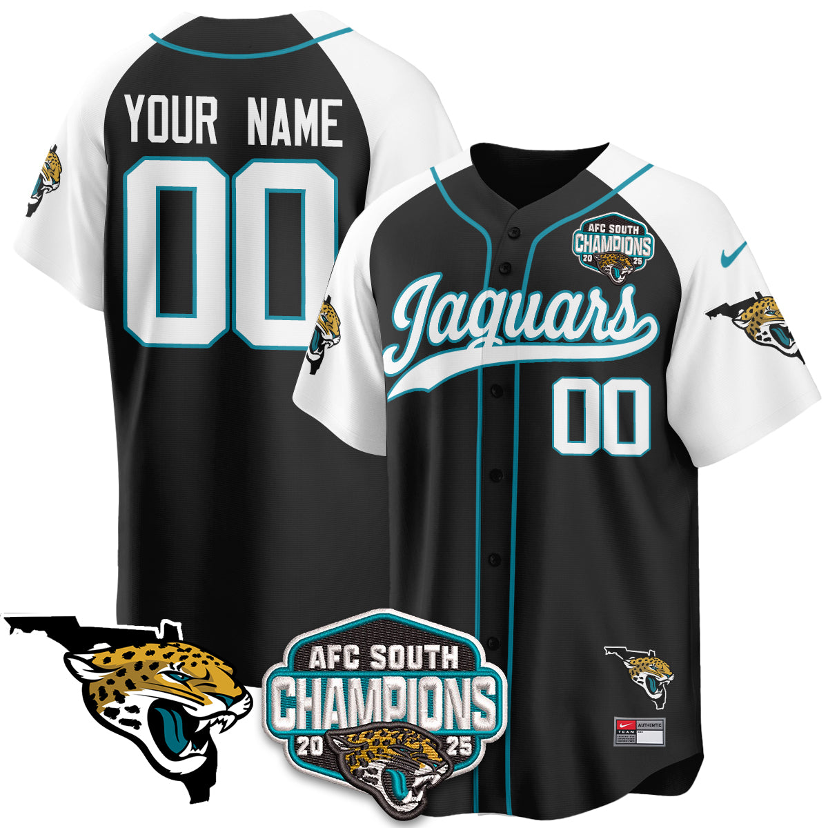 JAX AFC South Division Champions Vapor Limited Baseball Jersey - All Stitched