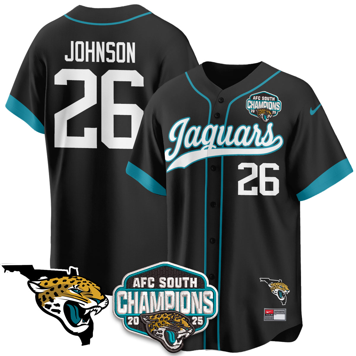 JAX AFC South Division Champions Vapor Limited Baseball Jersey - All Stitched