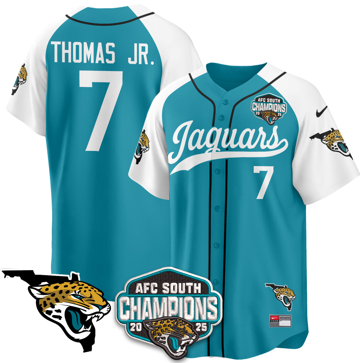 JAX AFC South Division Champions Vapor Limited Baseball Jersey - All Stitched