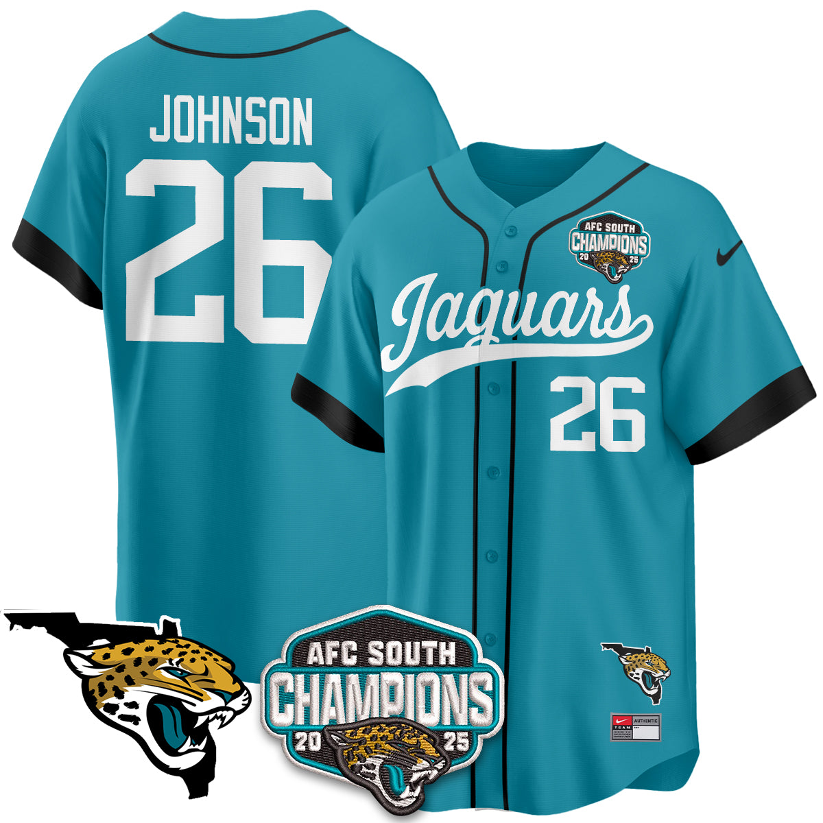 JAX AFC South Division Champions Vapor Limited Baseball Jersey - All Stitched