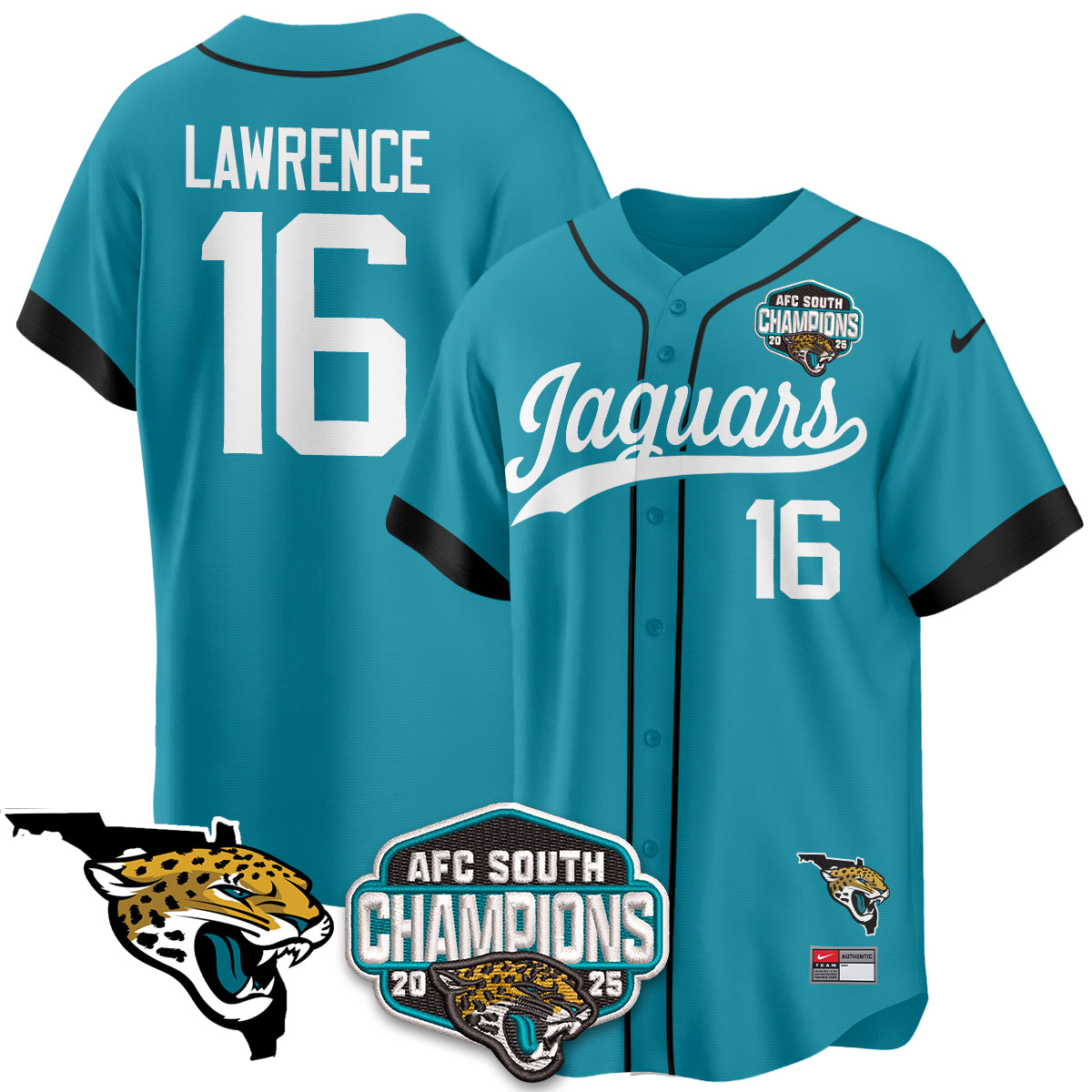 JAX AFC South Division Champions Vapor Limited Baseball Jersey - All Stitched