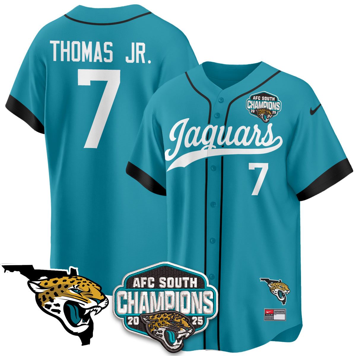 JAX AFC South Division Champions Vapor Limited Baseball Jersey - All Stitched