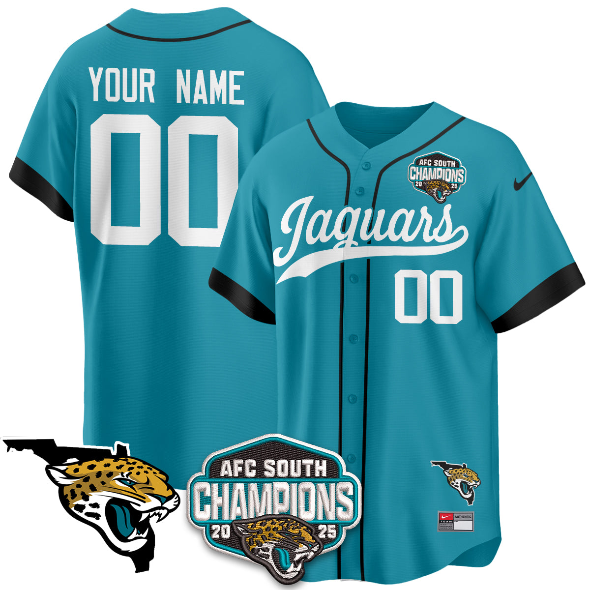 JAX AFC South Division Champions Vapor Limited Baseball Jersey - All Stitched