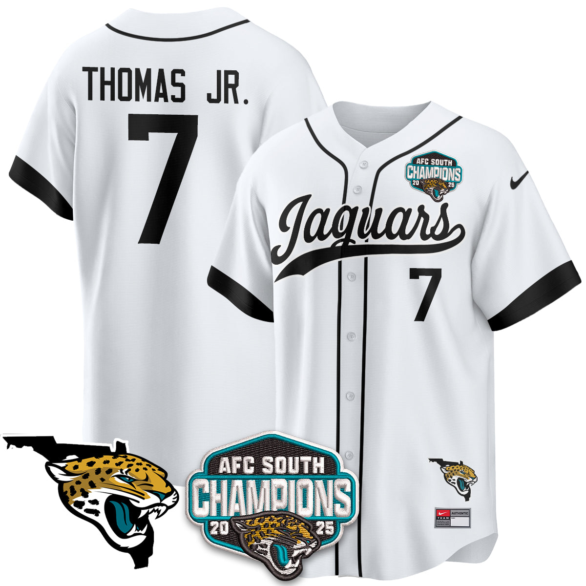 JAX AFC South Division Champions Vapor Limited Baseball Jersey - All Stitched