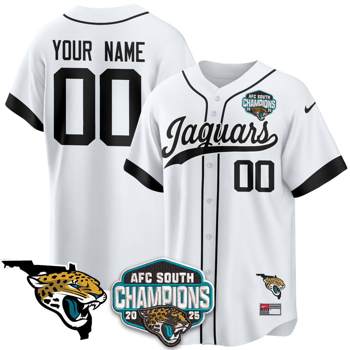 JAX AFC South Division Champions Vapor Limited Baseball Jersey - All Stitched