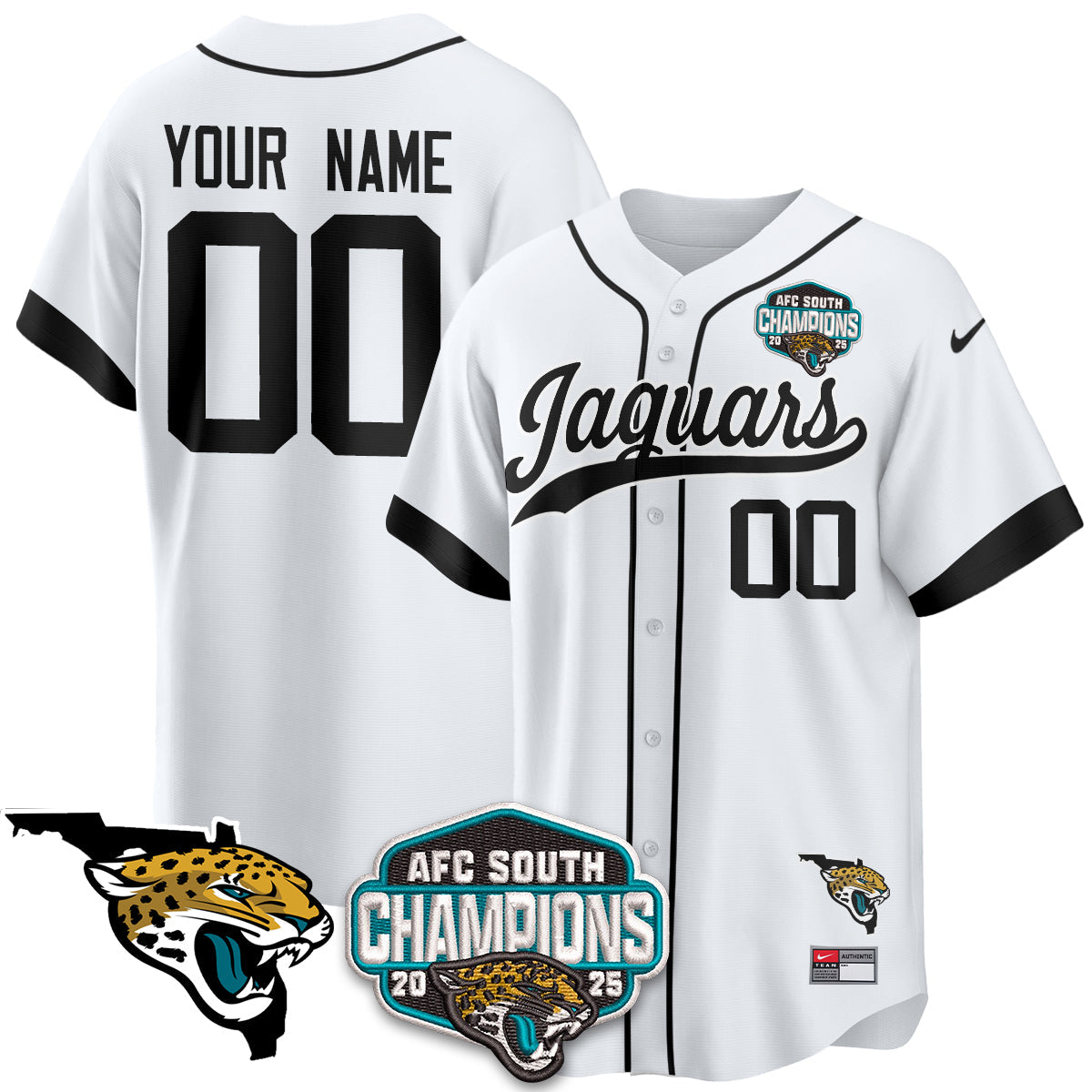 JAX AFC South Division Champions Vapor Limited Baseball Custom Jersey - All Stitched