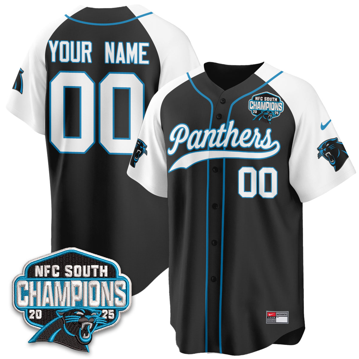 Carolina Panthers NFC South Division Champions Vapor Limited Baseball Jersey - All Stitched