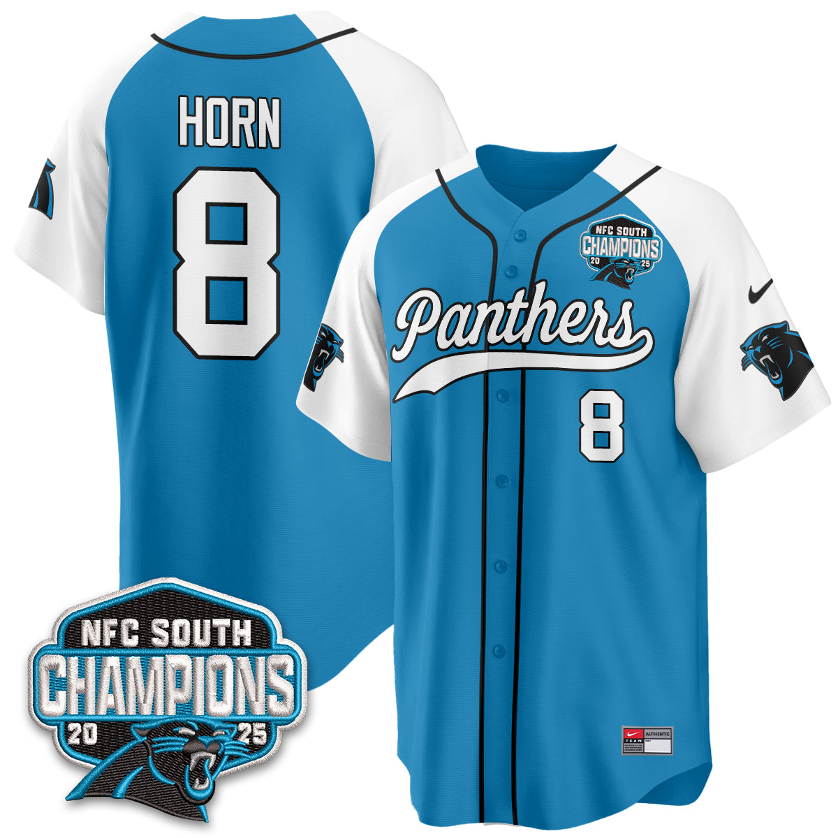 Carolina Panthers NFC South Division Champions Vapor Limited Baseball Jersey - All Stitched