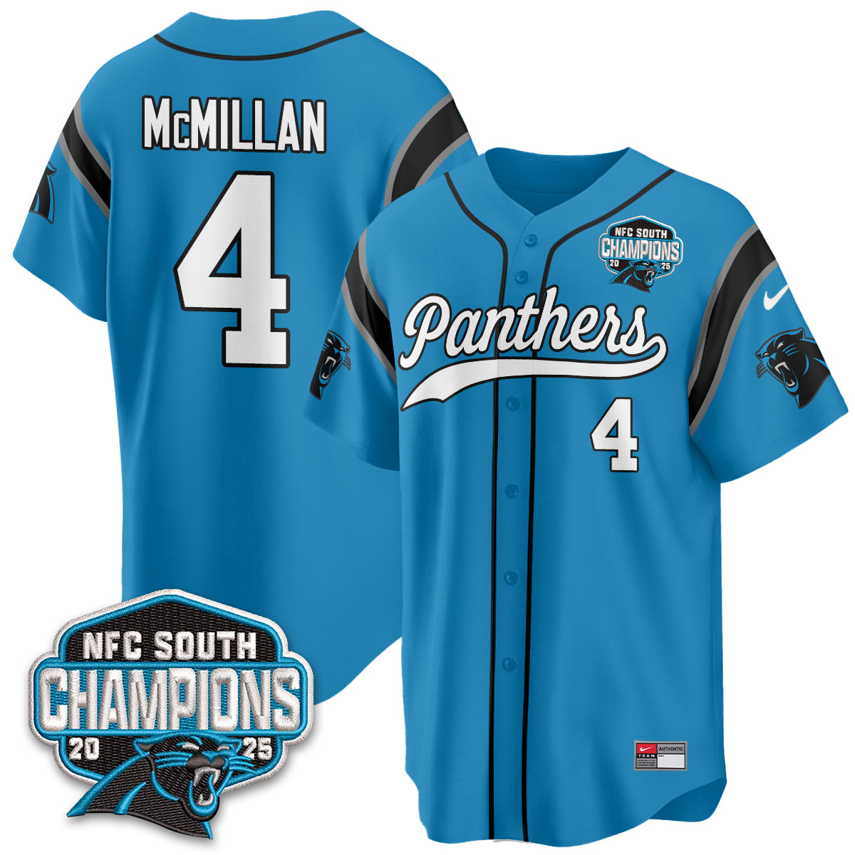 Carolina Panthers NFC South Division Champions Vapor Limited Baseball Jersey - All Stitched