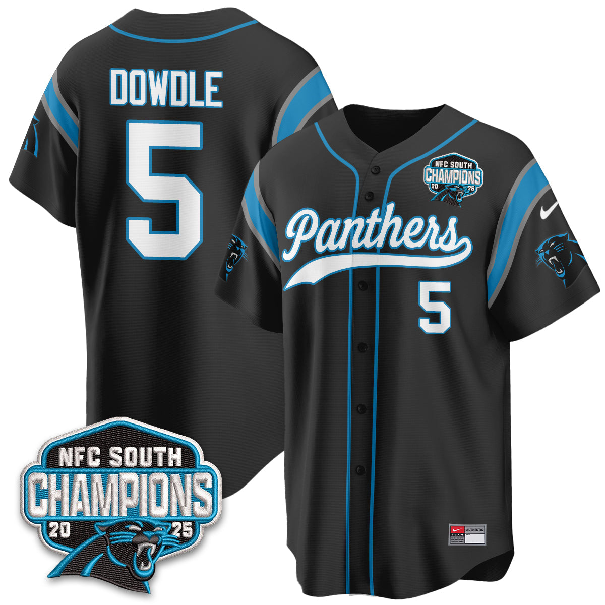 Carolina Panthers NFC South Division Champions Vapor Limited Baseball Jersey - All Stitched