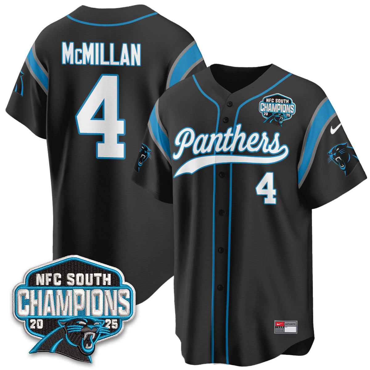Carolina Panthers NFC South Division Champions Vapor Limited Baseball Jersey - All Stitched