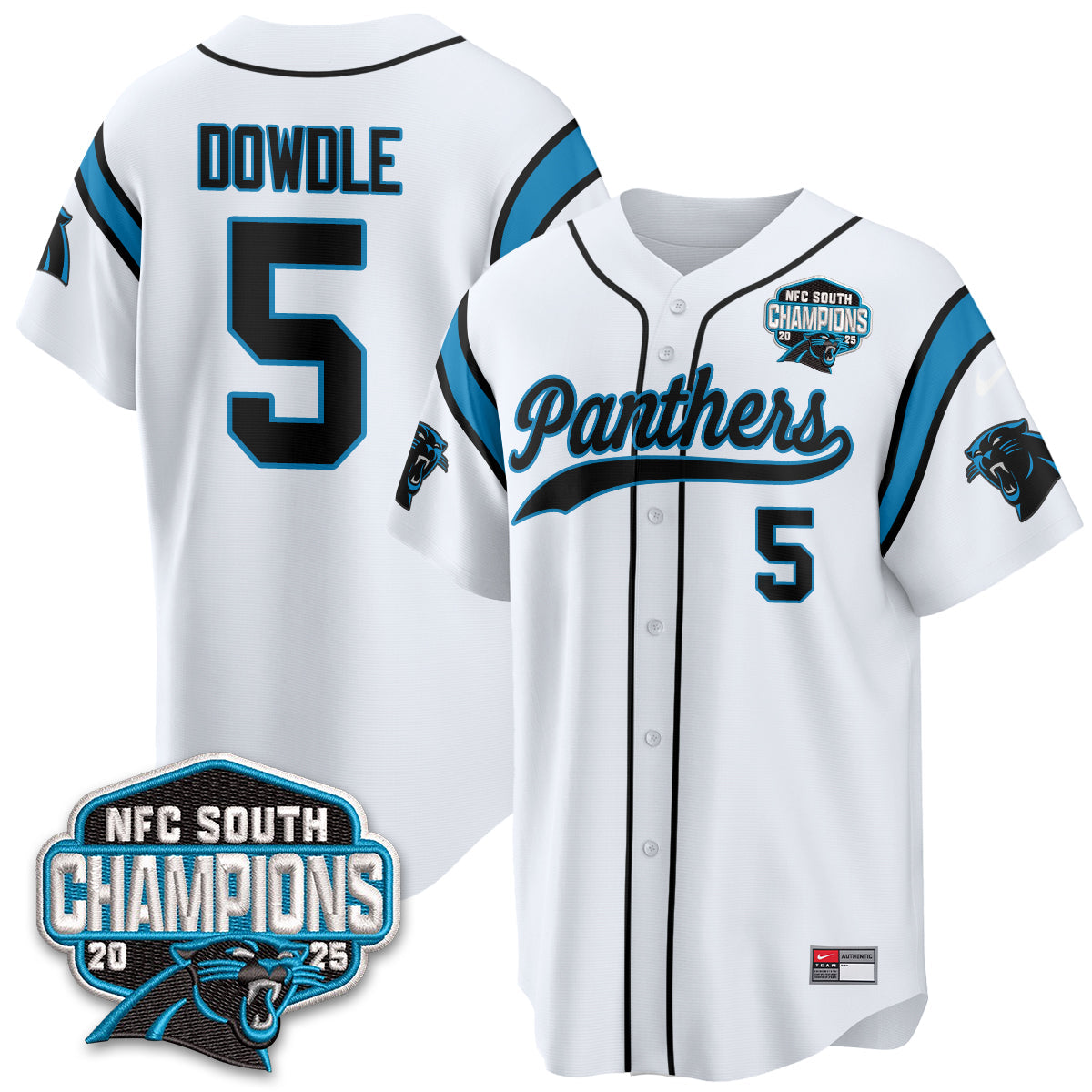 Carolina Panthers NFC South Division Champions Vapor Limited Baseball Jersey - All Stitched
