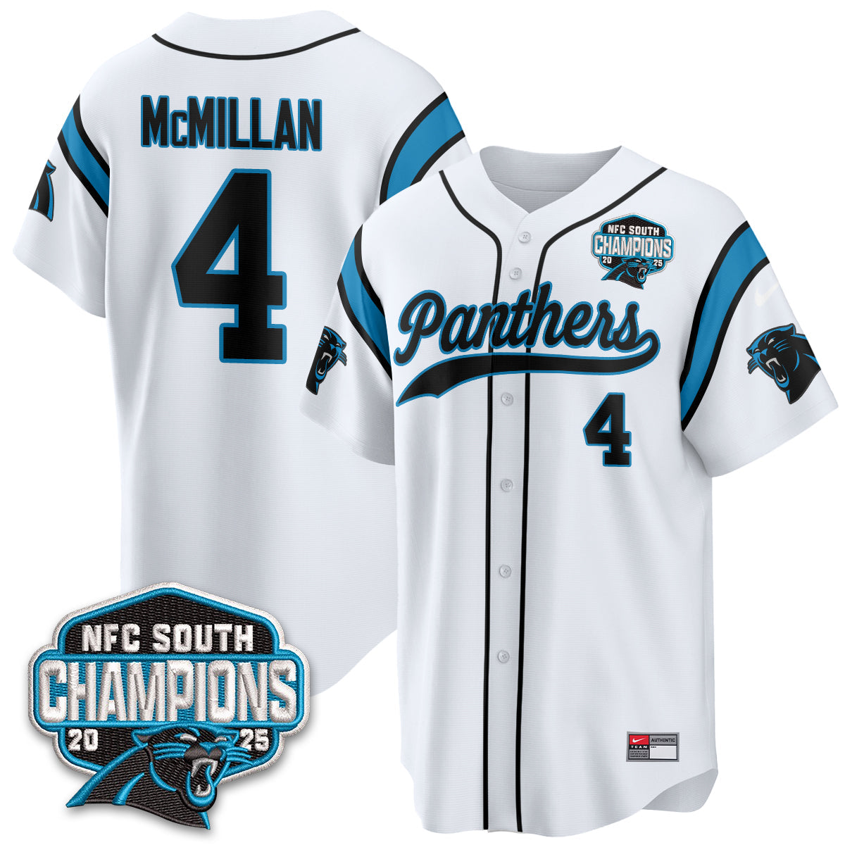 Carolina Panthers NFC South Division Champions Vapor Limited Baseball Jersey - All Stitched