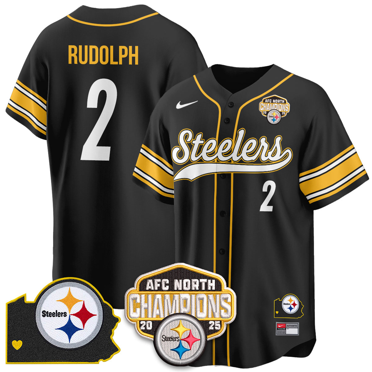 PIT AFC North Division Champions Vapor Limited Baseball Jersey - All Stitched