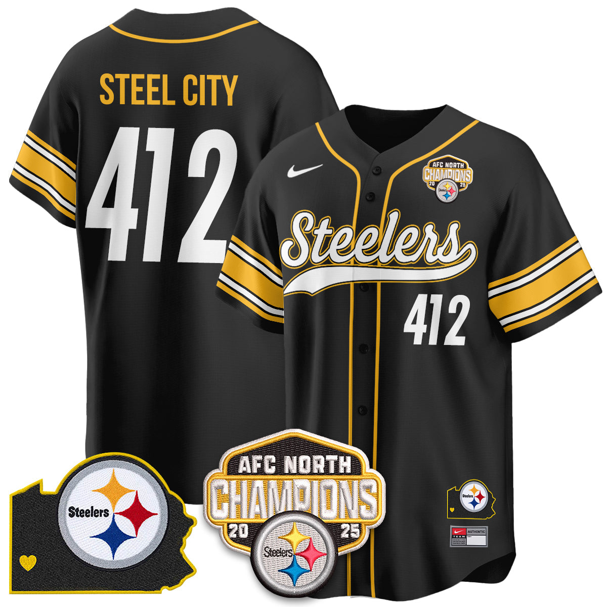 PIT AFC North Division Champions Vapor Limited Baseball Jersey - All Stitched