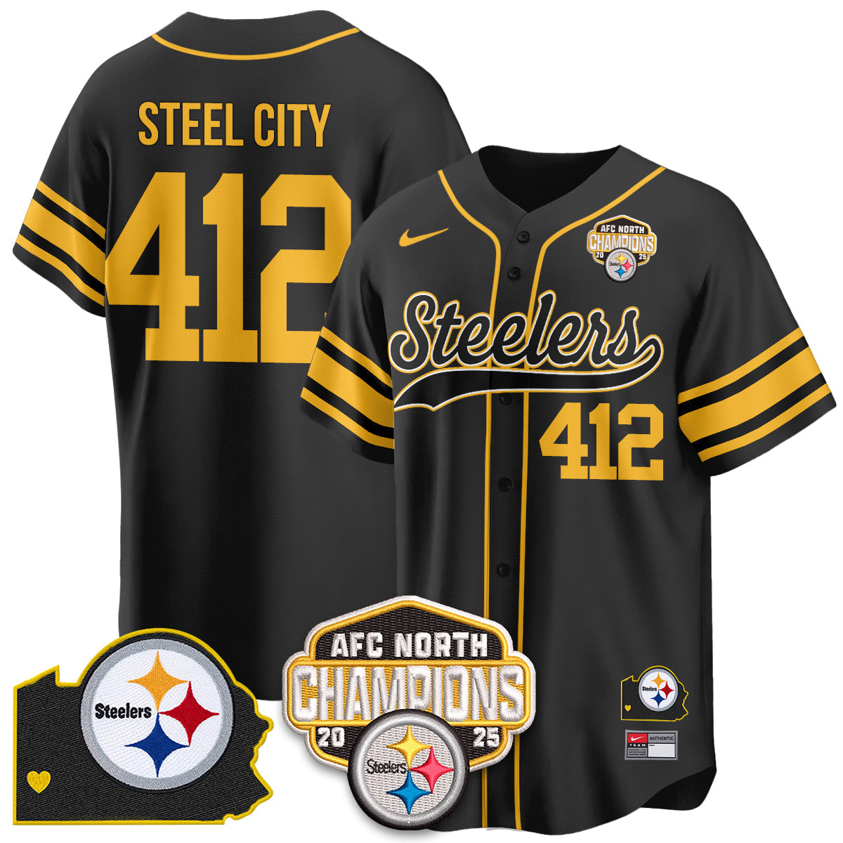 PIT AFC North Division Champions Vapor Limited Baseball Jersey - All Stitched
