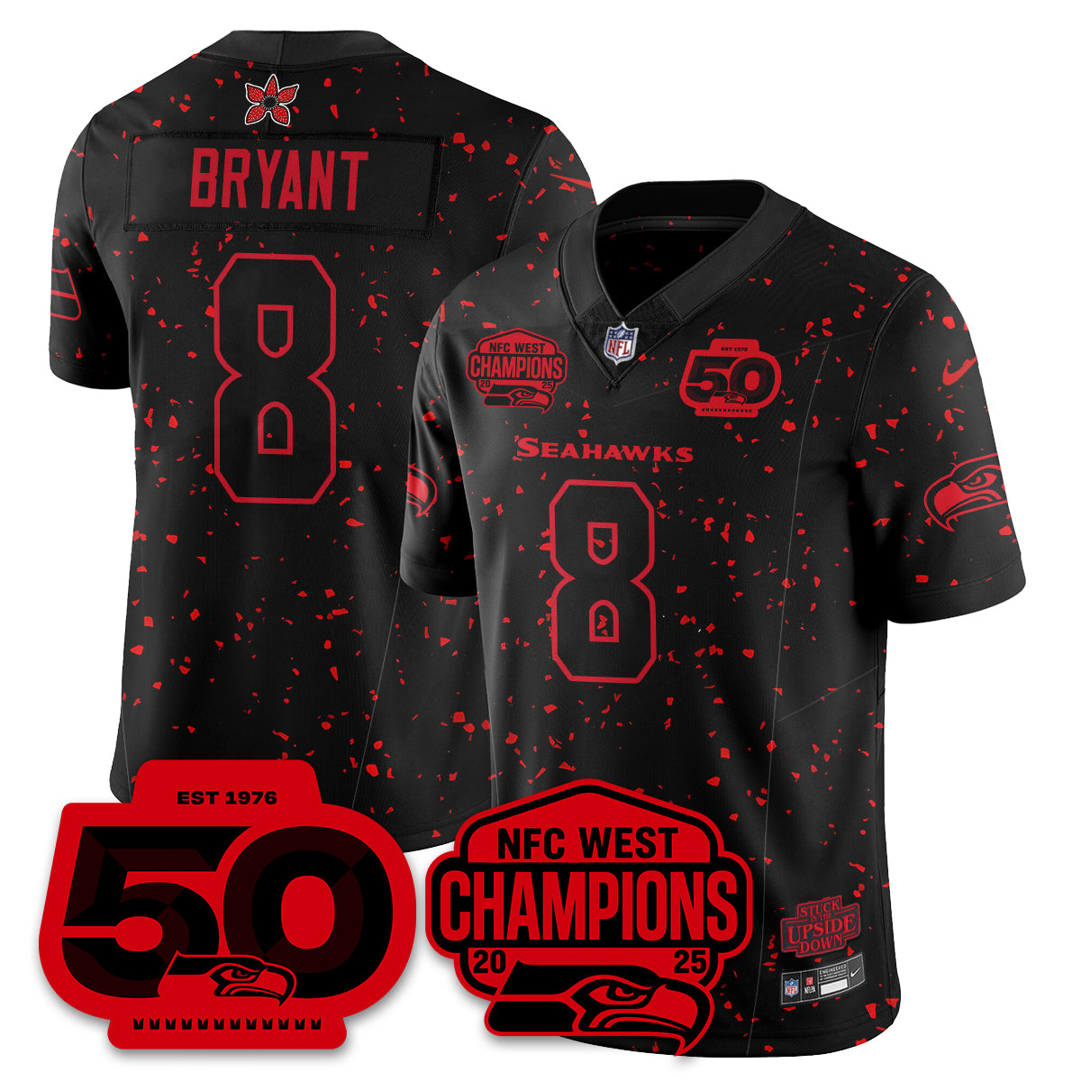 Seattle Seahawks Stranger Things NFC West Division Champions Vapor Limited Jersey - All Stitched