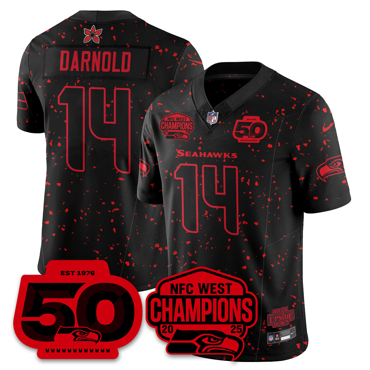 Seattle Seahawks Stranger Things NFC West Division Champions Vapor Limited Jersey - All Stitched
