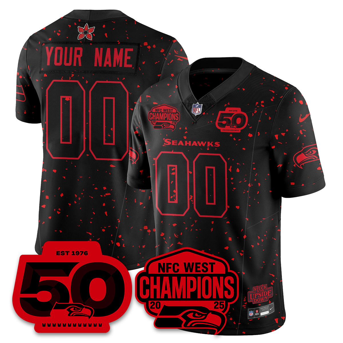Seattle Seahawks Stranger Things NFC West Division Champions Vapor Limited Jersey - All Stitched