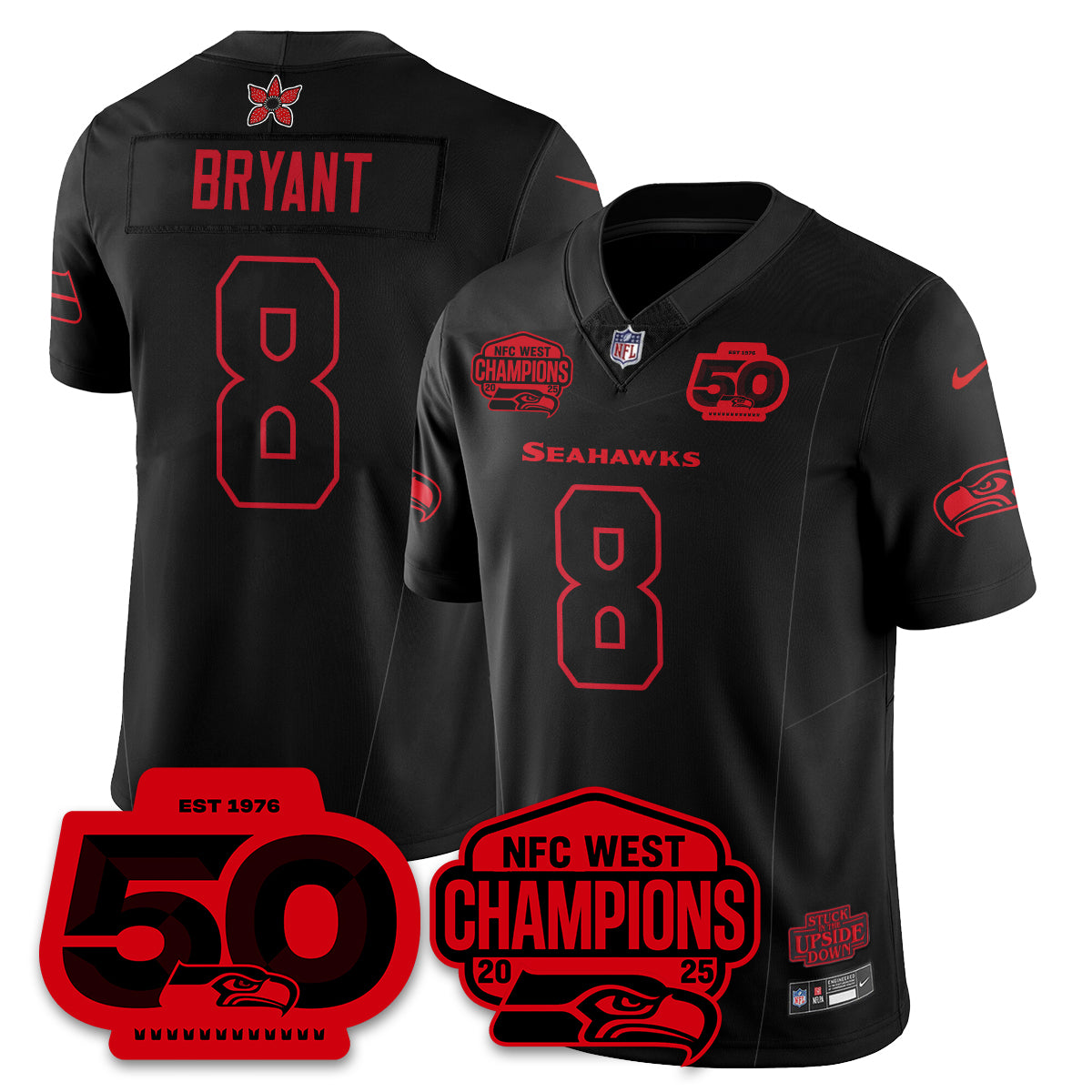 Seattle Seahawks Stranger Things NFC West Division Champions Vapor Limited Jersey - All Stitched