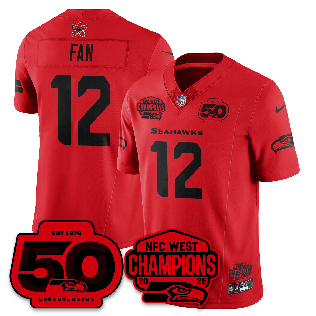 Seattle Seahawks Stranger Things NFC West Division Champions Vapor Limited Jersey - All Stitched