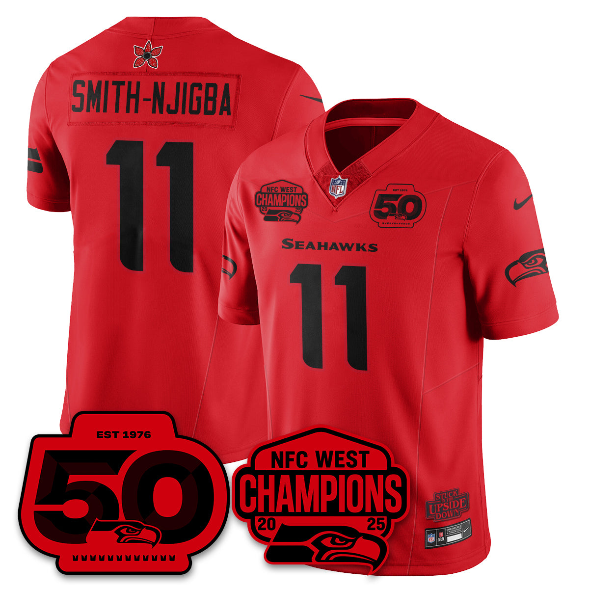 Seattle Seahawks Stranger Things NFC West Division Champions Vapor Limited Jersey - All Stitched