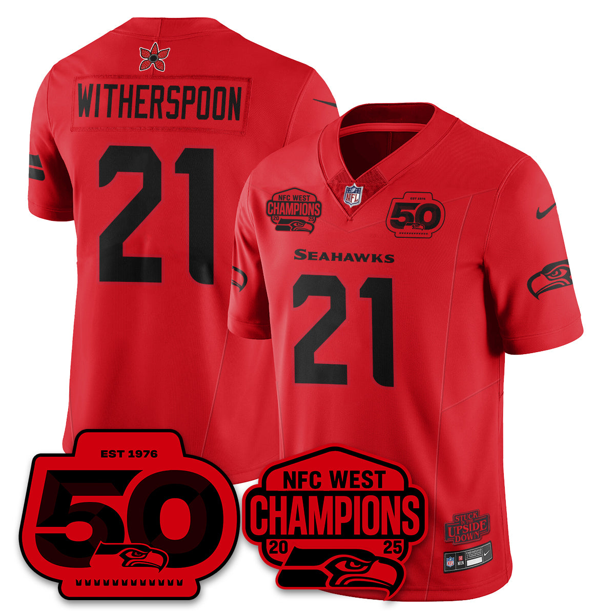 Seattle Seahawks Stranger Things NFC West Division Champions Vapor Limited Jersey - All Stitched