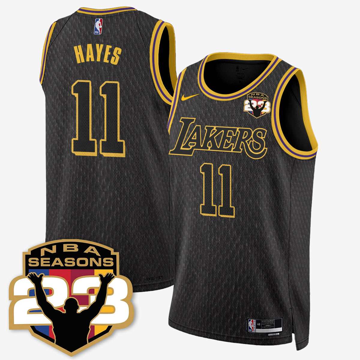 LAL “23” Patch To Celebrate Record-Setting Season Jersey - All Stitched