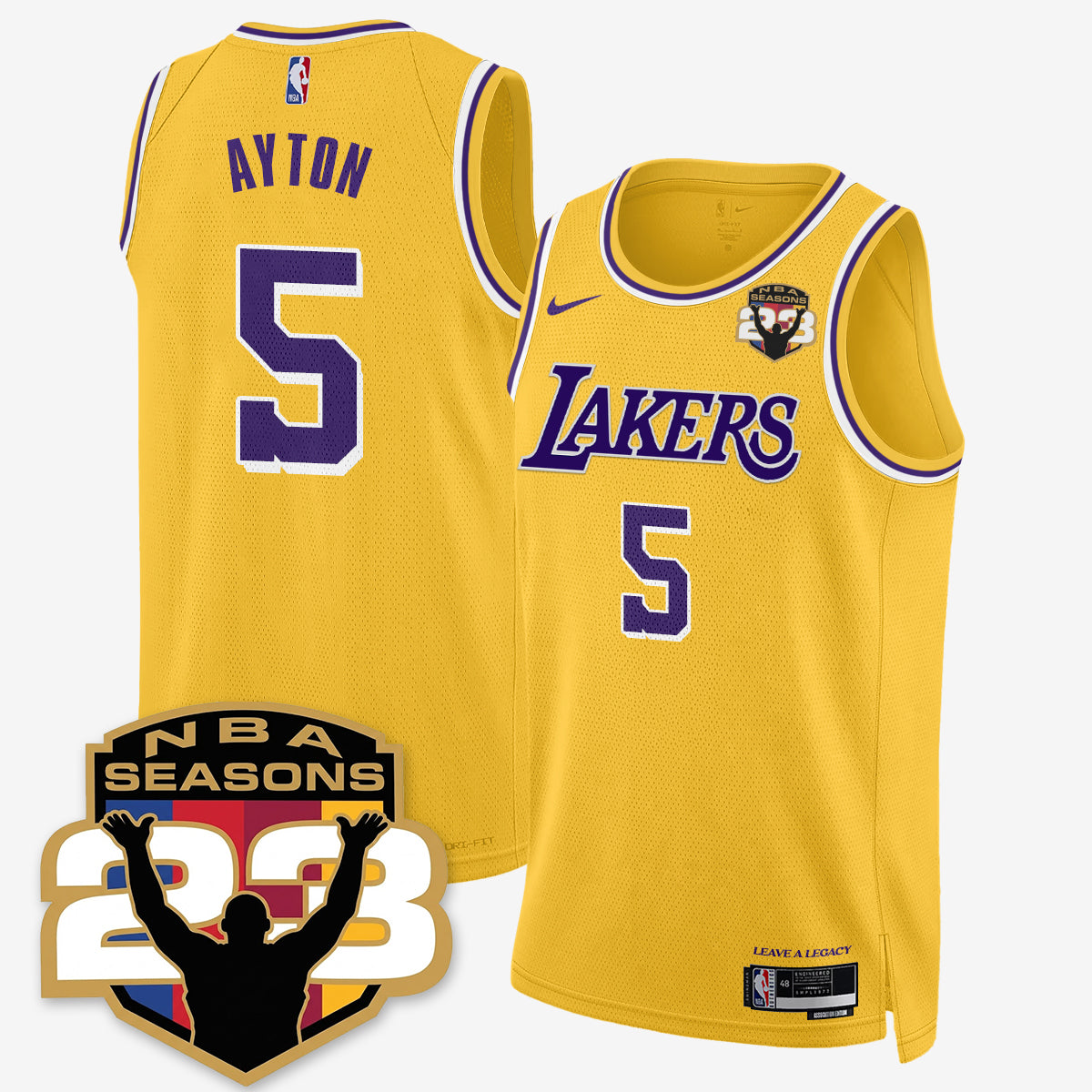 LAL “23” Patch To Celebrate Record-Setting Season Jersey - All Stitched