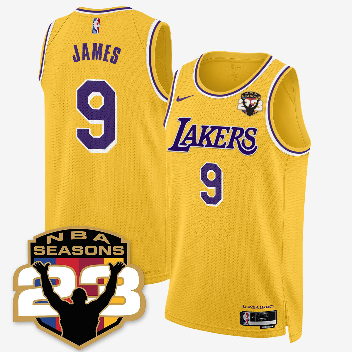 LAL “23” Patch To Celebrate Record-Setting Season Jersey - All Stitched