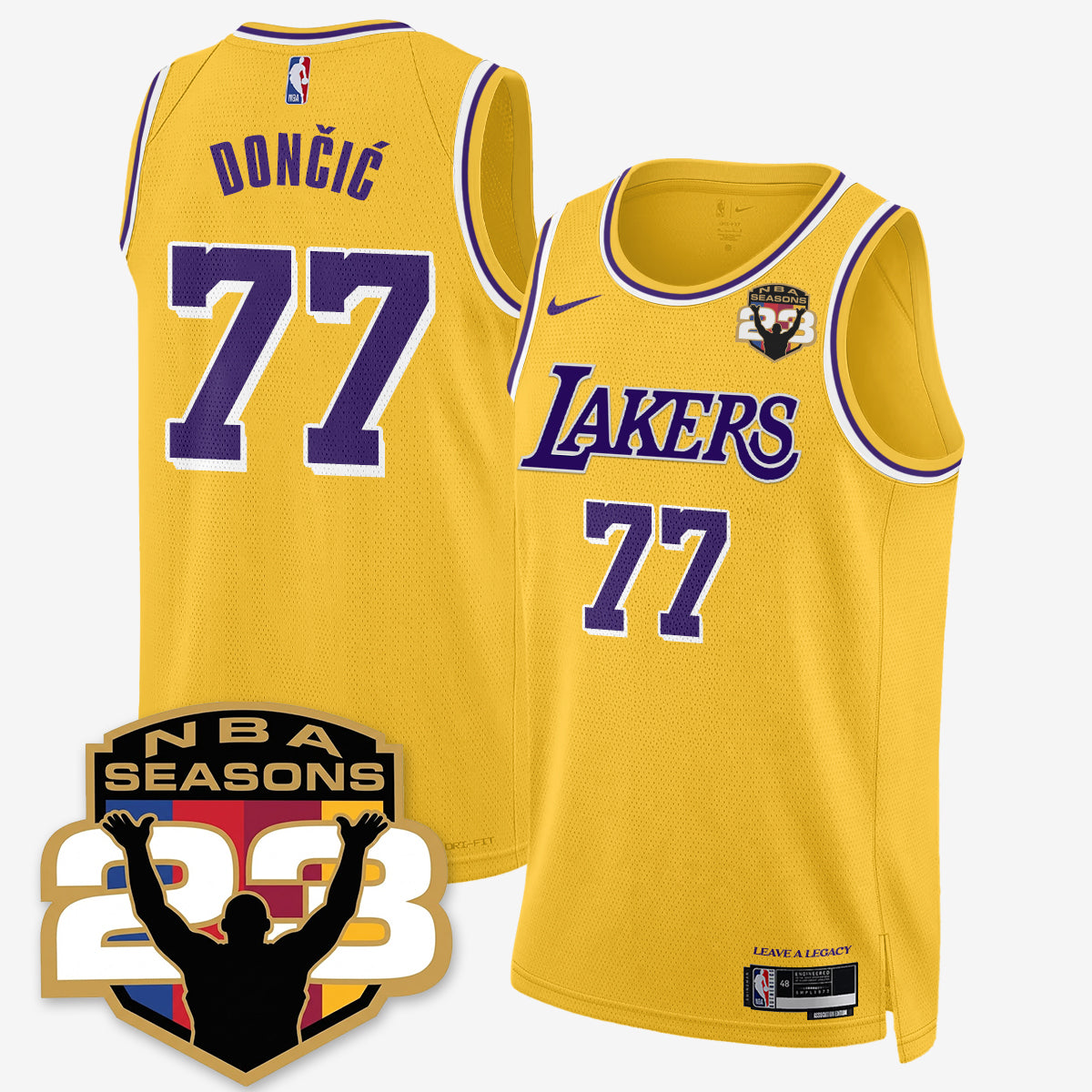 LAL “23” Patch To Celebrate Record-Setting Season Jersey - All Stitched
