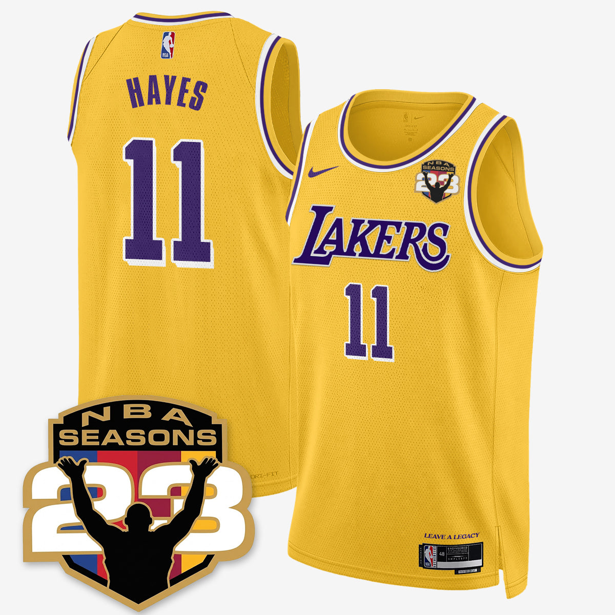 LAL “23” Patch To Celebrate Record-Setting Season Jersey - All Stitched
