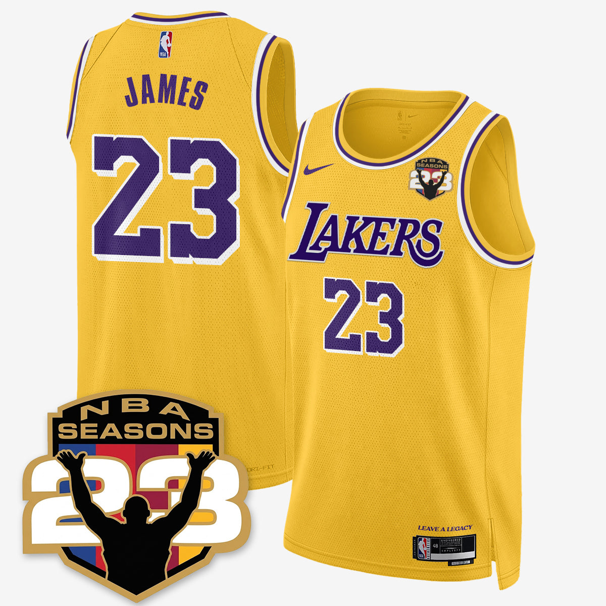 LAL “23” Patch To Celebrate Record-Setting Season Jersey - All Stitched